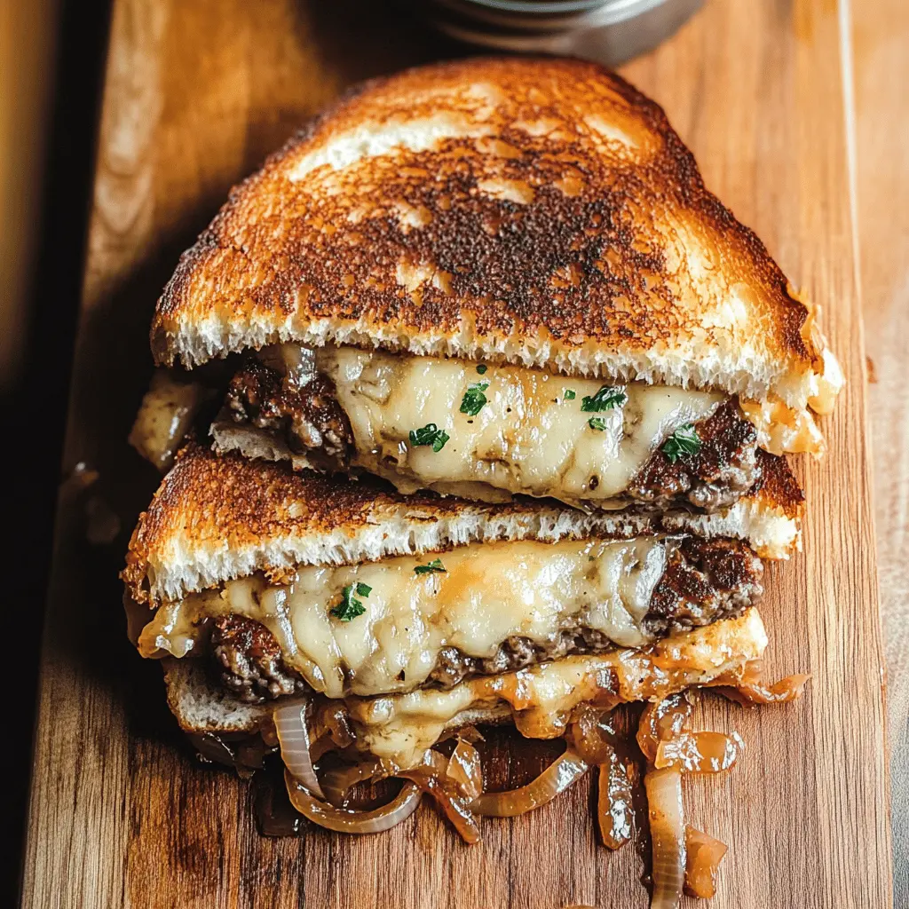Warm, crispy patty melts featuring sweet, caramelized onions are a comfort food favorite you won’t want to miss! This simple yet delicious recipe combines juicy beef patties and melted cheese between toasted bread, making it perfect for lunch or dinner. Save this mouthwatering dish for your next gathering or cozy night in!