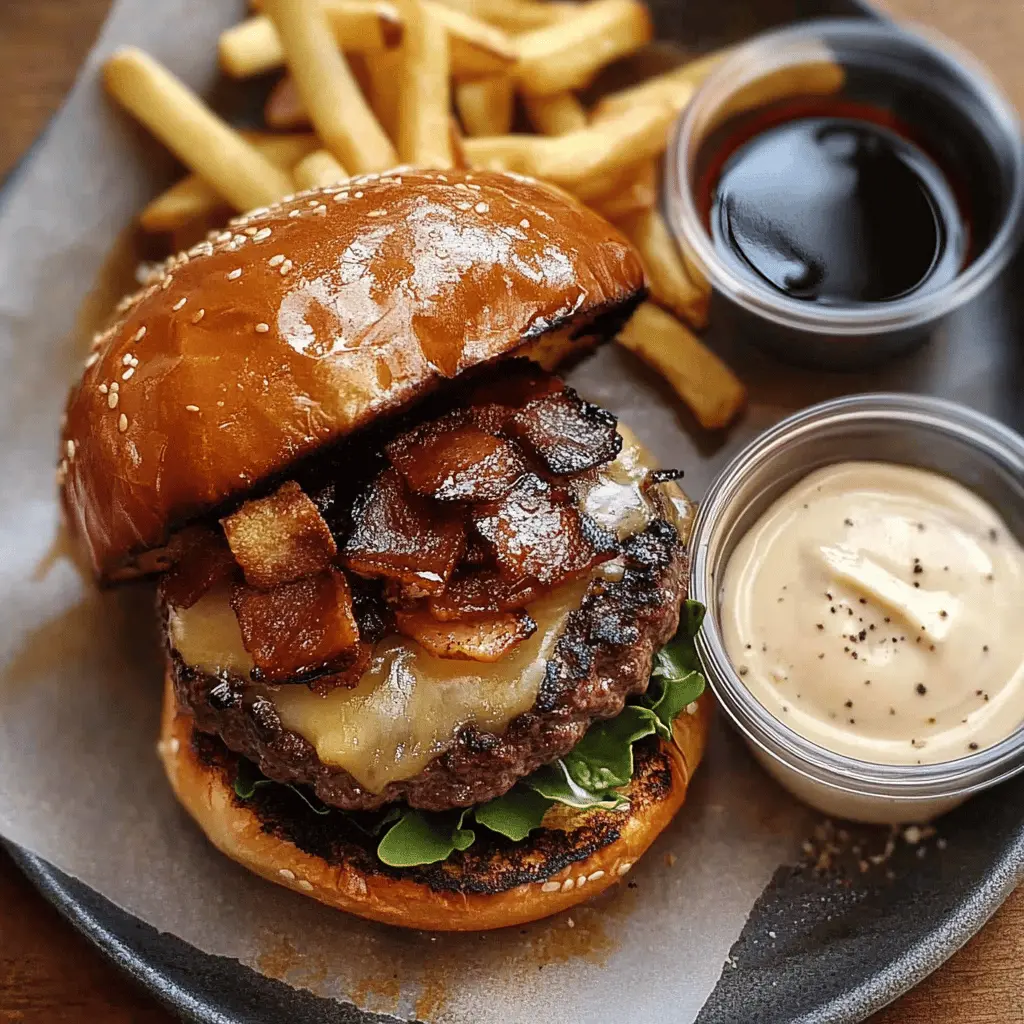Sink your teeth into the ultimate Irish Pub Burger! This juicy burger is packed with flavors, featuring melted cheese, crispy bacon, and a savory Guinness sauce that will transport your taste buds to Ireland. Perfect for game day or a fun family dinner! Save this recipe to impress your friends at your next barbecue.