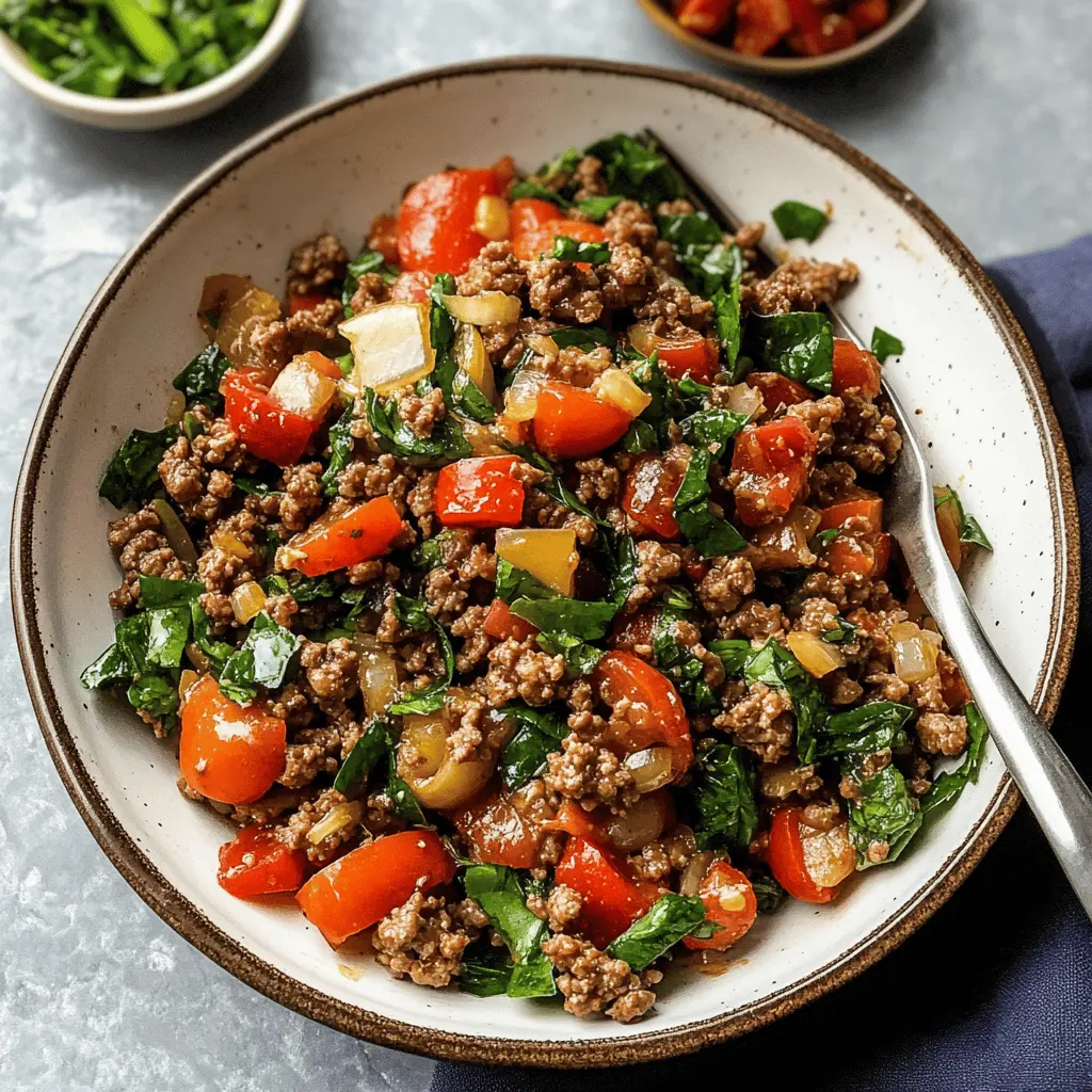 This Mediterranean Ground Beef Stir Fry is packed with fresh flavors and vibrant ingredients. Fast and easy to make, it features aromatic herbs, bell peppers, and spices that bring a touch of the Mediterranean right to your kitchen. Perfect for weeknight dinners or meal prep, save this recipe for a quick and delicious meal anytime!