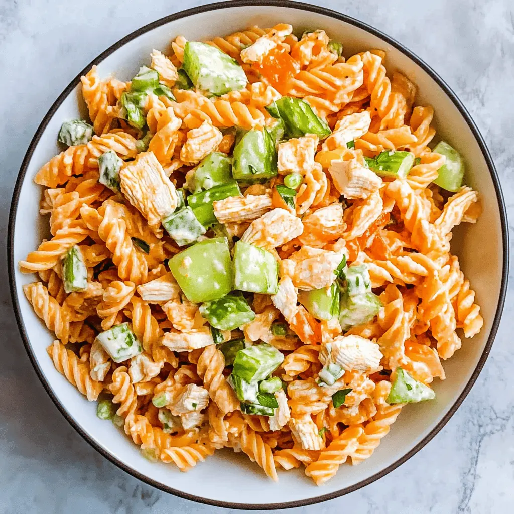 Looking for a quick and tasty dish? This Easy Buffalo Chicken Pasta Salad combines tender pasta with spicy buffalo chicken, crisp veggies, and a creamy dressing. Perfect as a summer side or a satisfying lunch! Save this delightful recipe for your next picnic, potluck, or meal prep. You'll love the burst of flavors in every bite!