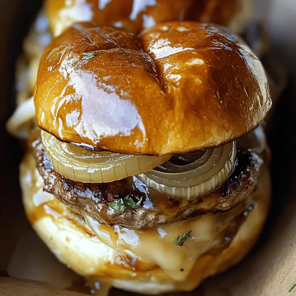 Sink your teeth into these delicious French Onion Burgers, where juicy beef patties meet rich, caramelized onions and melty cheese! Perfect for a barbecue or a cozy dinner at home. Save this recipe and impress your family and friends with this savory twist on a classic burger! Ideal for game nights or weekend grilling.