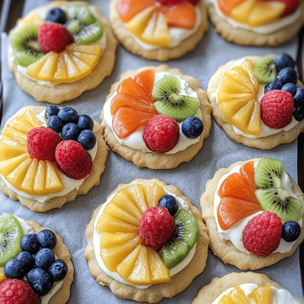 Colorful and delicious, these Fruit Pizza Cookies bring a fun twist to dessert! Soft sugar cookies topped with creamy frosting and a vibrant variety of fresh fruits create a delightful treat perfect for any occasion. From summer BBQs to birthday parties, these cookies are sure to impress. Save this recipe for a sweet treat everyone will love!