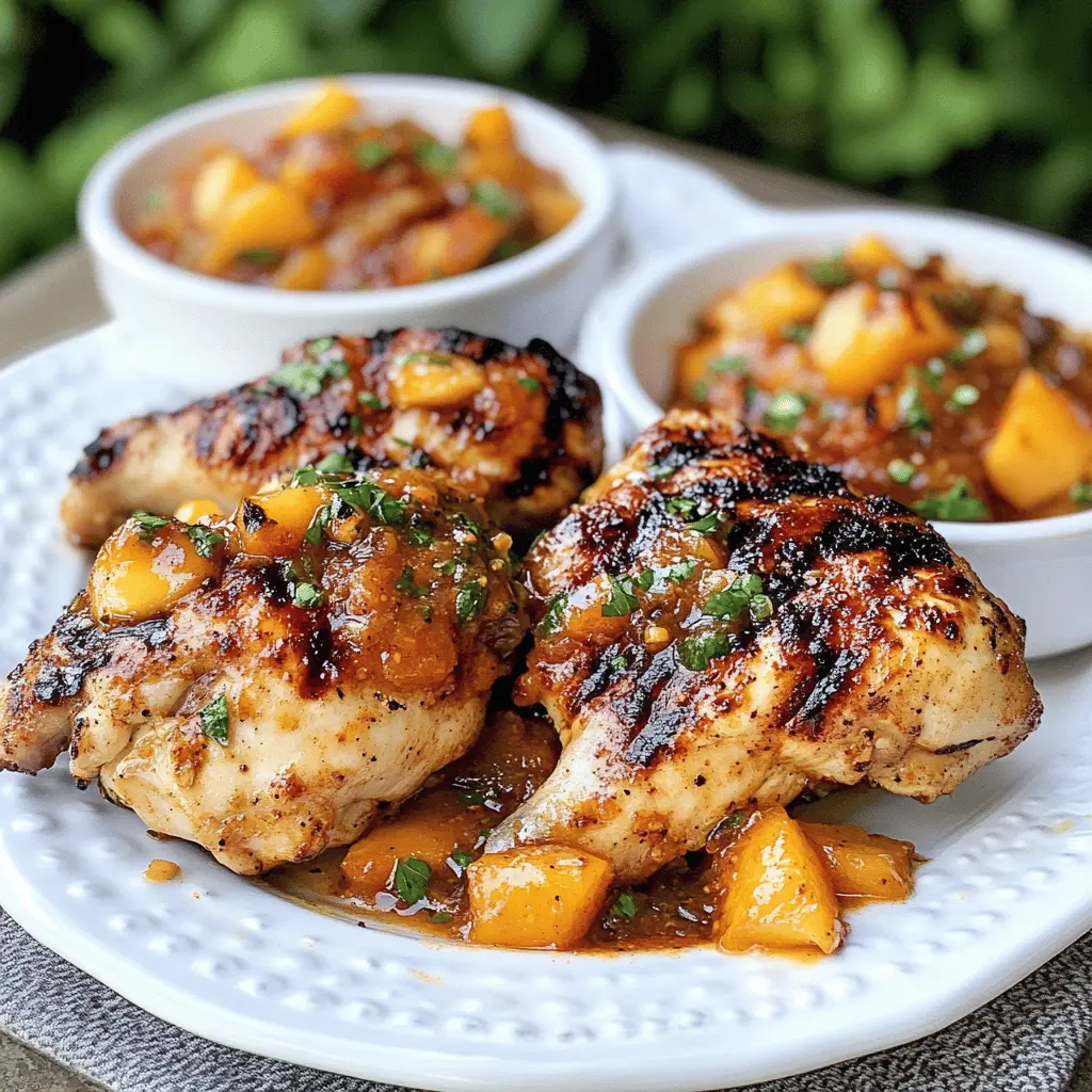 Get ready to enjoy a burst of sweet and smoky flavors with this Grilled Chicken with Peach Chipotle Sauce! This easy, healthy recipe features tender, juicy chicken perfectly complemented by the zesty peach chipotle sauce, making it perfect for summer BBQs or family dinners. Save this recipe now for your next outdoor gathering or weeknight meal!