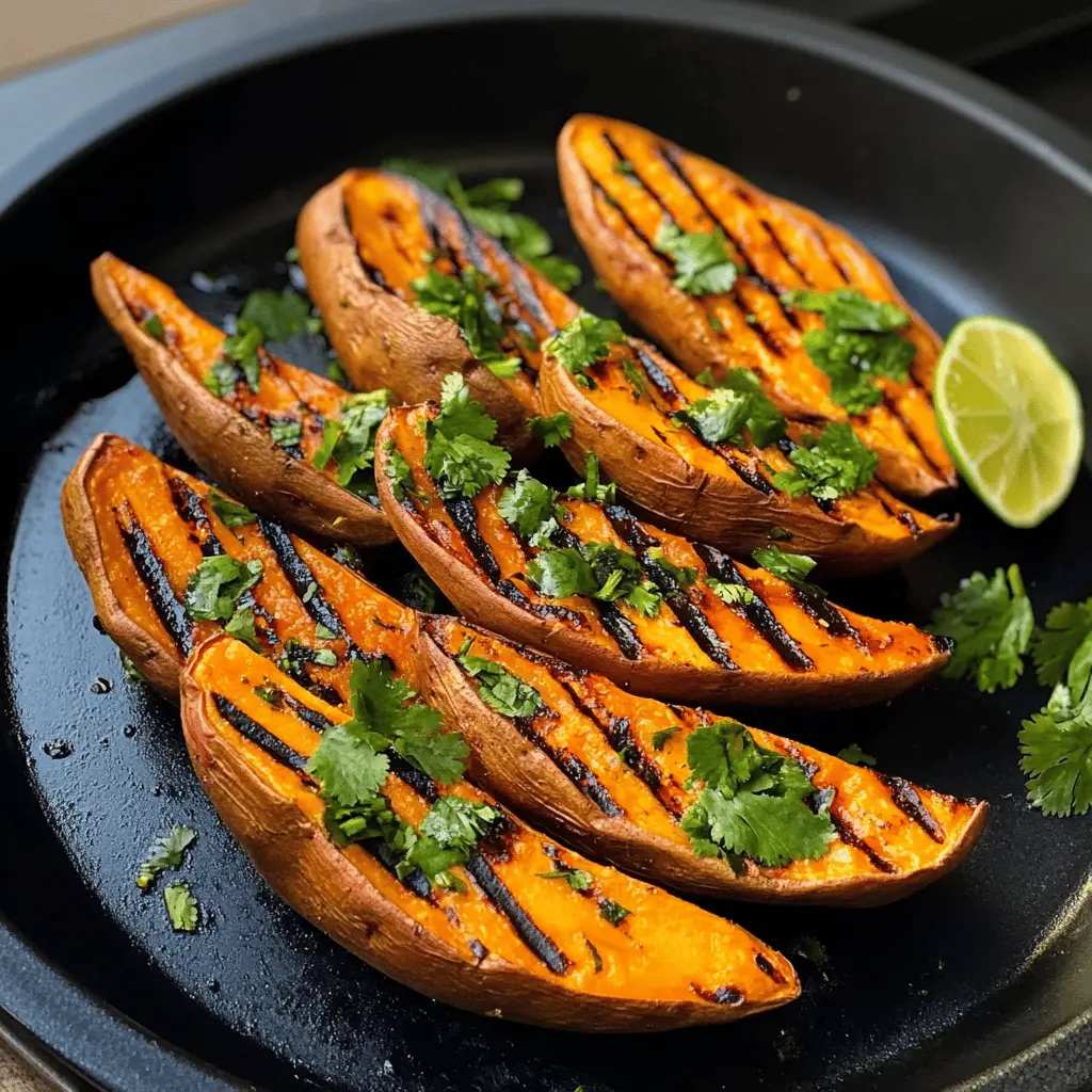 Brighten up your meals with these grilled cilantro-lime sweet potatoes! Bursting with zesty flavor, they are the perfect side dish for summer barbecues or a tasty vegetarian main. Enjoy the smoky char combined with fresh cilantro and lime for a refreshing twist. Save this simple recipe for your next gathering and impress your guests!