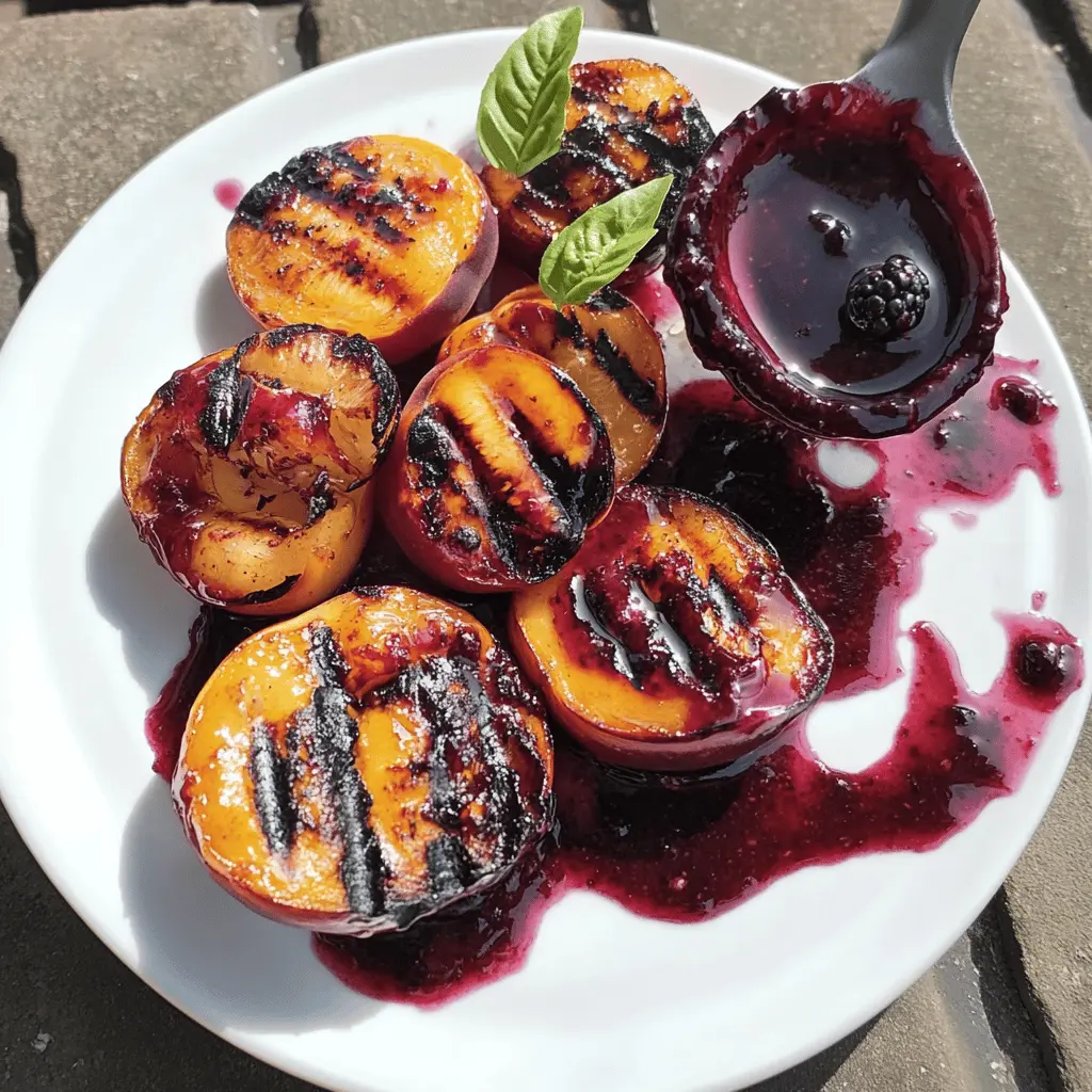 Sweet, juicy grilled peaches topped with rich blackberry sauce make for a delightful summer treat! This simple recipe highlights fresh fruit, bringing out natural flavors that everyone will love. Perfect for outdoor gatherings or as a unique dessert at dinner. Save this pin for a delicious way to impress your guests with seasonal goodness!