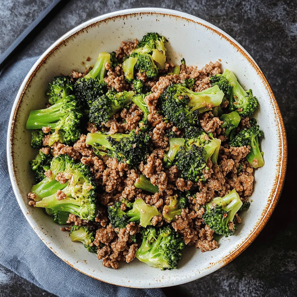 This Ground Beef and Broccoli dish is a quick and tasty meal that’s perfect for busy weeknights! Packed with protein and healthy greens, it's a one-skillet wonder that your family will love. Made with tender broccoli and savory ground beef, it's not just hearty but also full of flavor. Save this recipe for an easy dinner option that satisfies everyone!