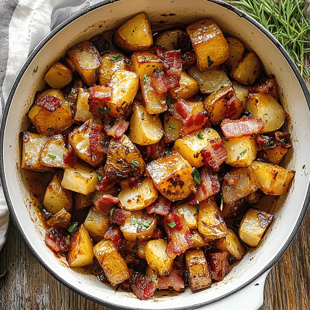 These Honey Bacon Roasted Potatoes are the perfect blend of sweet and savory! Tender potatoes are caramelized in honey and paired with crispy bacon for a delightful side dish that everyone will love. Ideal for family dinners, potlucks, or holiday gatherings. Save this recipe to impress your guests with an irresistible flavor combination!