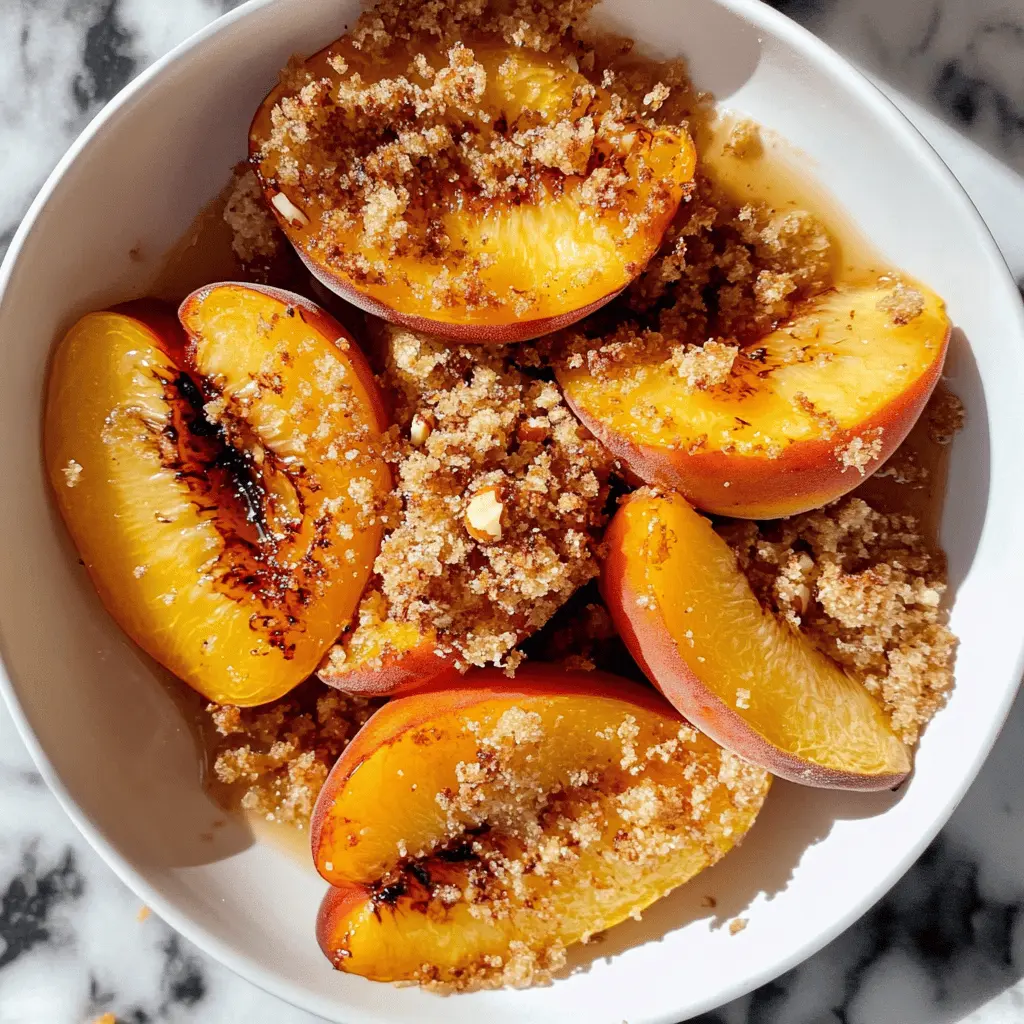 Enjoy the sweet harmony of maple grilled peaches and crunchy almond cookie crumbs in this delightful recipe! Perfect for summer cookouts or cozy gatherings, these juicy peaches drizzled with maple syrup deliver a burst of flavor, while almond crumbs add a satisfying crunch. Save this pin for your next dessert and impress your friends and family!