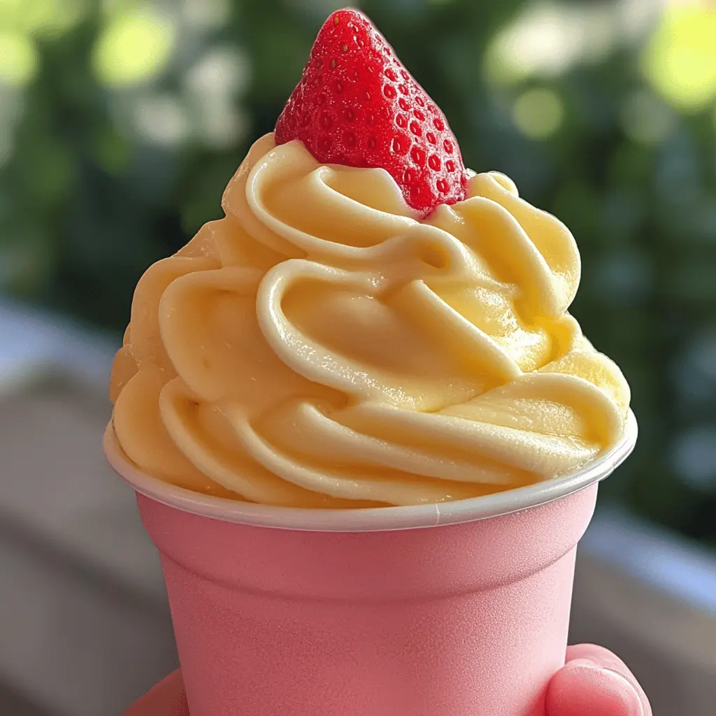 Cool off with this delightful Strawberry Dole Whip! This easy, refreshing treat blends strawberries, creamy goodness, and a hint of sweetness. Perfect for summer days or as a fun dessert any time of year. Don't forget to save this recipe for your next gathering or a cozy night in!