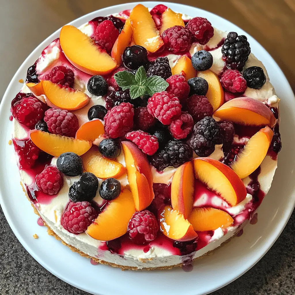 Looking for a delicious way to enjoy summer fruits? This Summer Berry and Peach Cheesecake is the perfect treat! With a creamy filling and a buttery crust, it's packed with juicy strawberries, blueberries, and ripe peaches. Ideal for summer gatherings, family BBQs, or as a refreshing dessert after dinner. Be sure to save this recipe for a sweet slice of summer all year round!