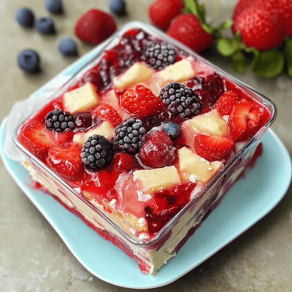 Looking for a refreshing treat? This Summer Berry Jello Lasagna is a perfect blend of creamy layers and vibrant berries. With its delightful colors and easy preparation, it's ideal for picnics or family gatherings. Save this recipe for a cool dessert that everyone will love during warm summer days!