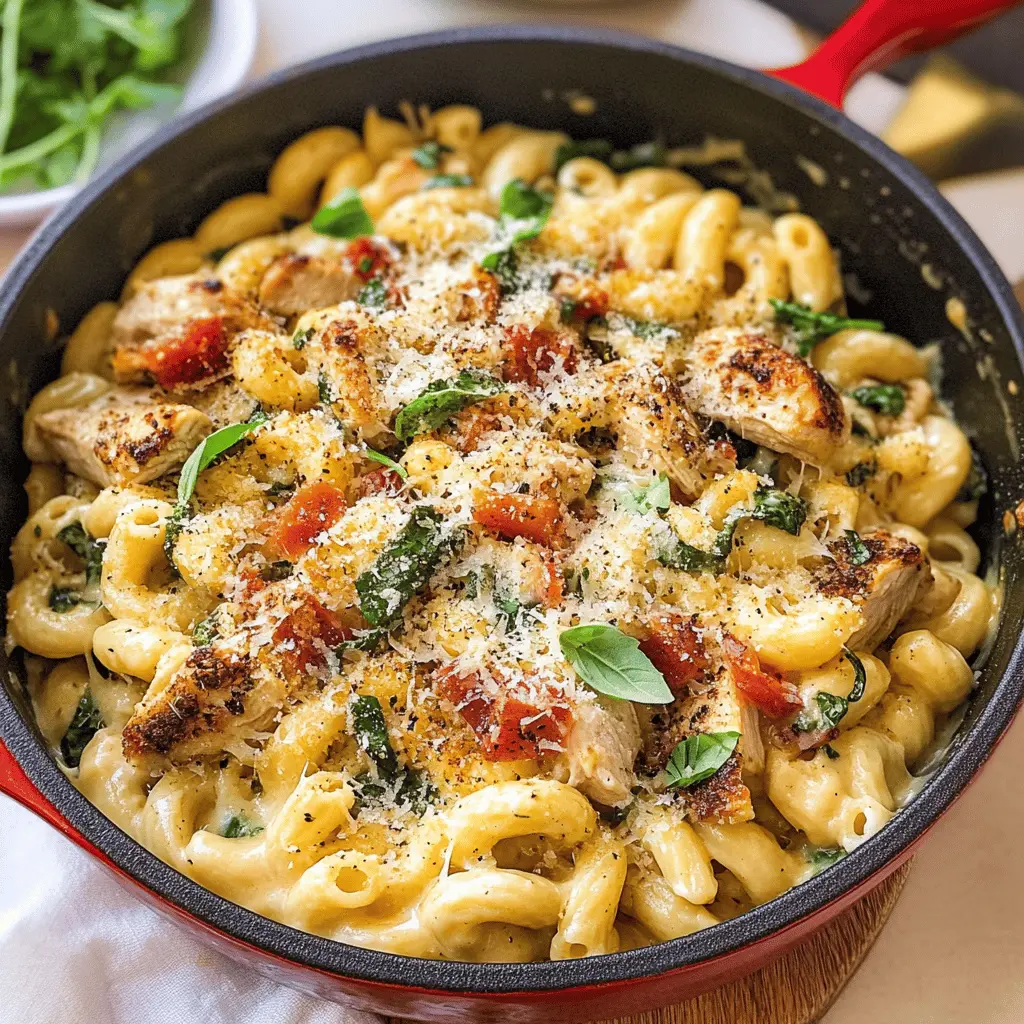 Easy Tuscan Chicken Mac and Cheese Bake