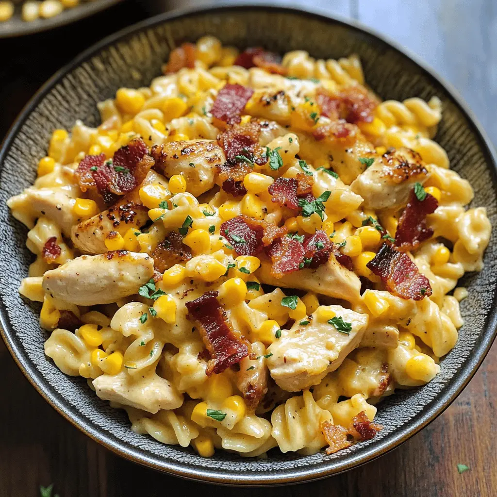 Easy Creamy Chicken Corn Pasta with Bacon