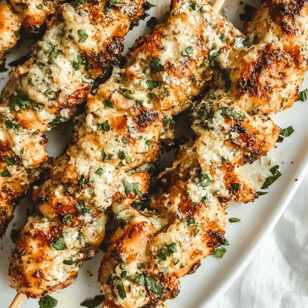 Easy Grilled Ranch Garlic Parmesan Chicken Skewers