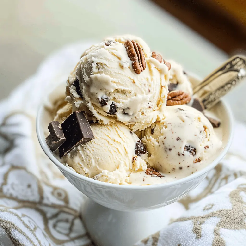 Brown Butter Ice Cream with Candied Pecans and Chocolate Chunks