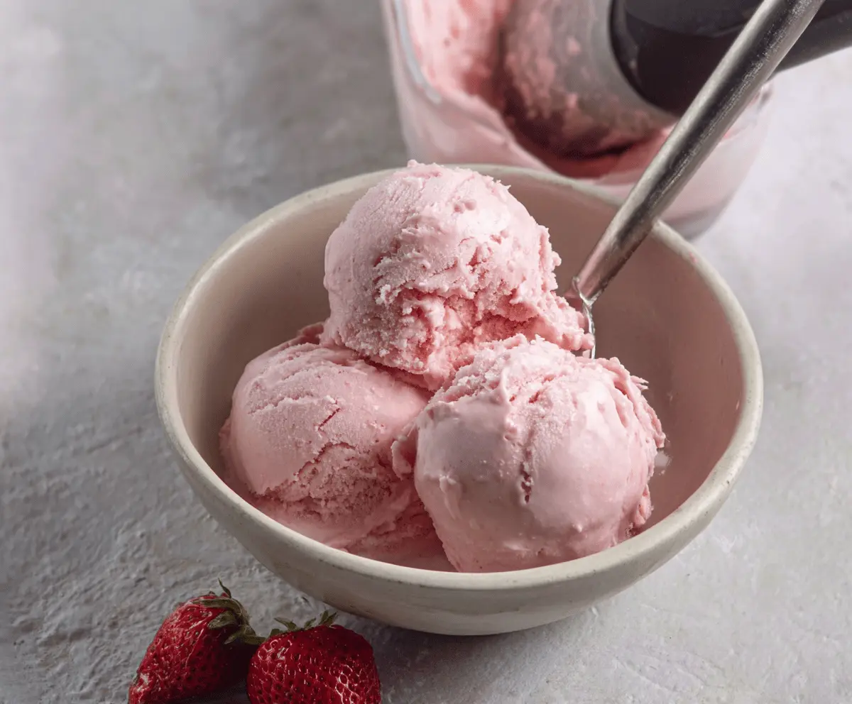 Easy 3-Ingredient Keto Strawberry Ice Cream