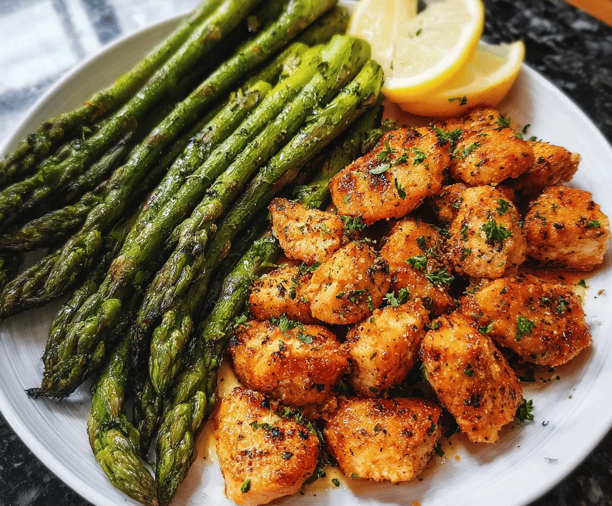 Easy Garlic Butter Chicken Bites with Asparagus