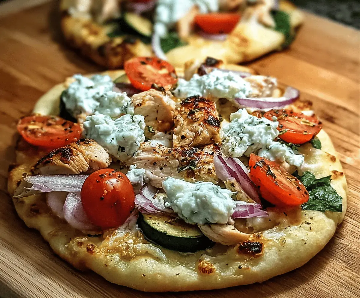 Easy Tzatziki Chicken and Veggie Naan Pizza