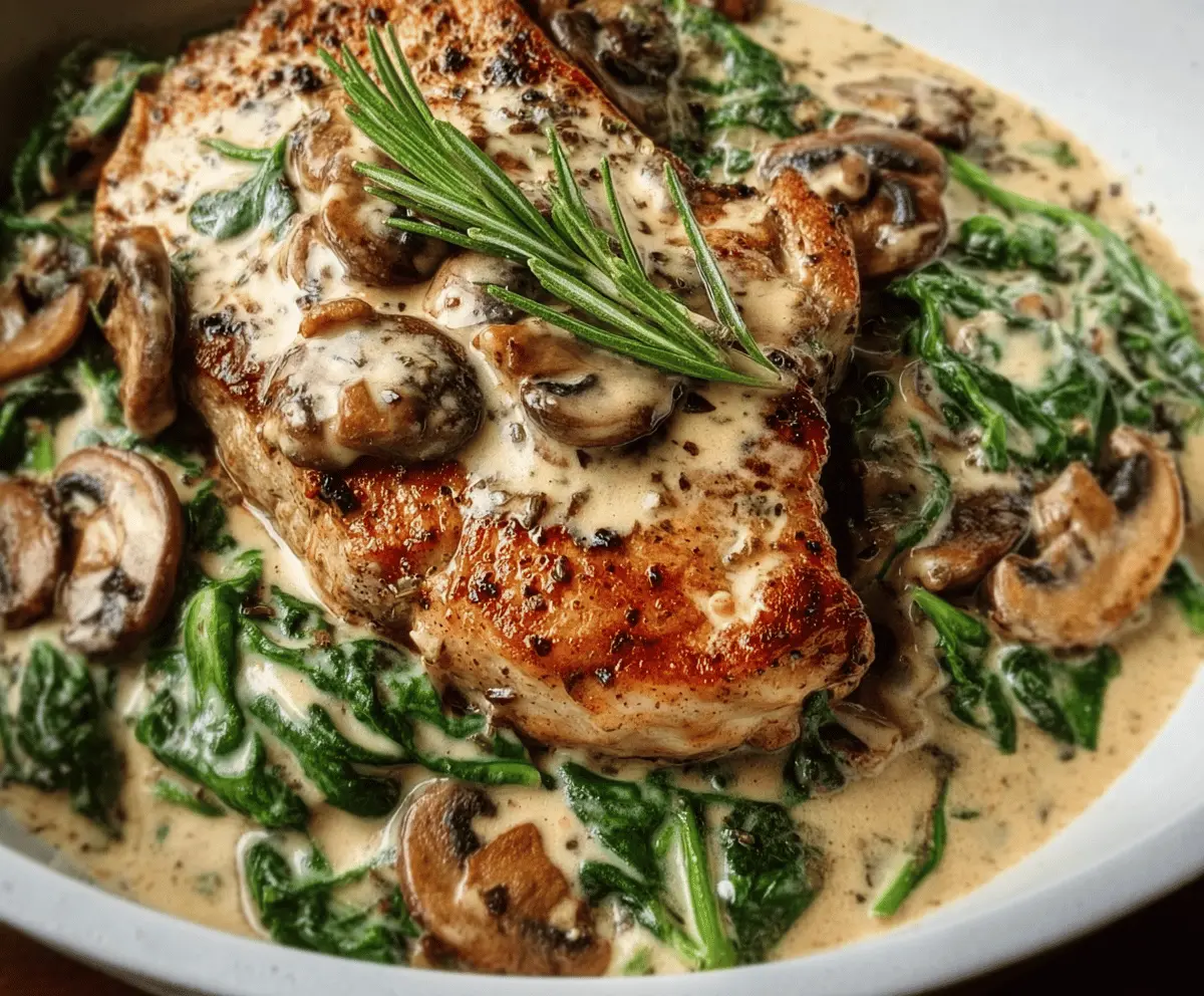 Creamy Spinach Mushroom Pork Chops Recipe