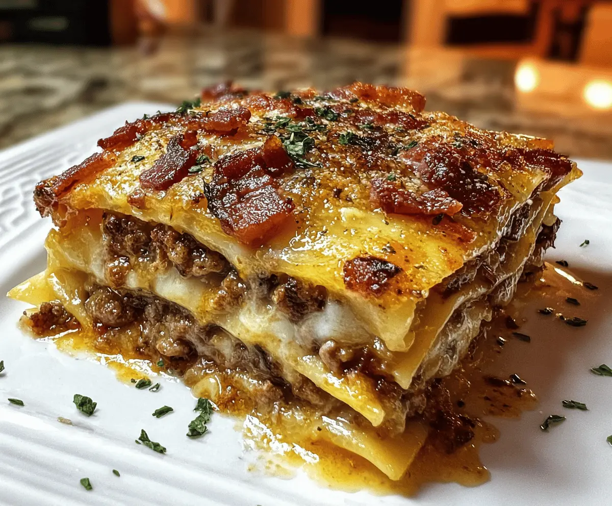 Easy Parmesan Garlic Bacon Cheeseburger Lasagna