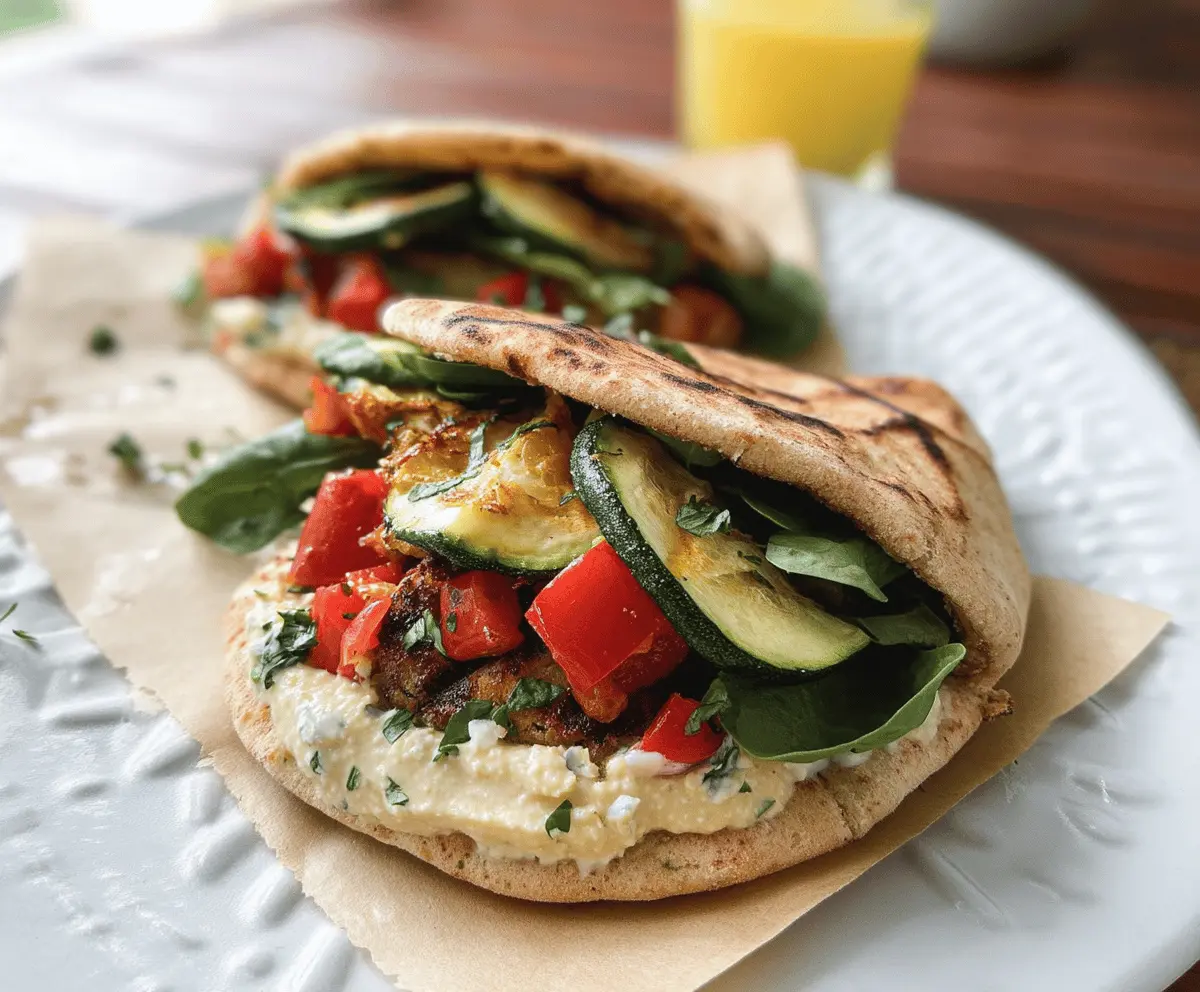 Easy Zucchini Hummus Pita Sandwiches