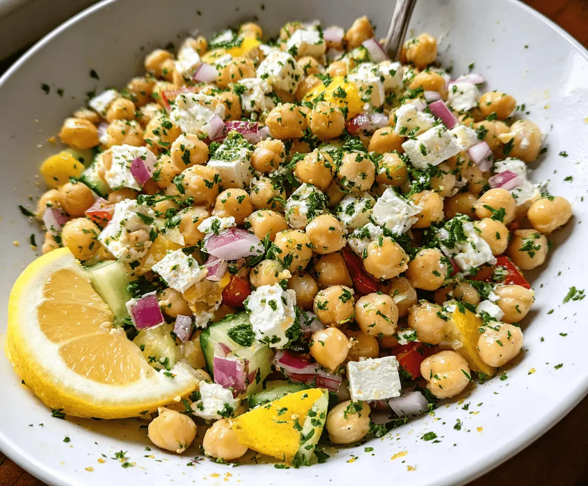 Easy Lemony Chickpea Feta Salad Bowl
