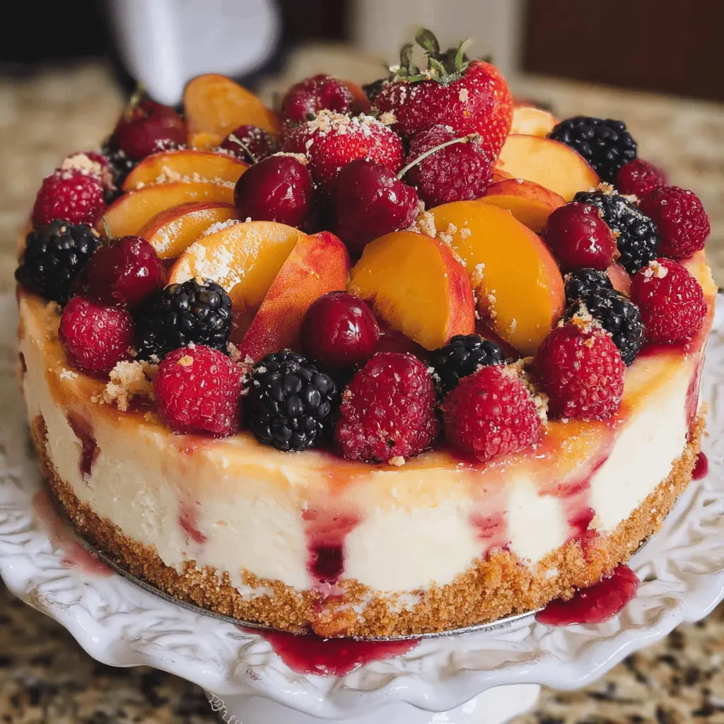 Easy Summer Berry and Peach Cheesecake Recipe