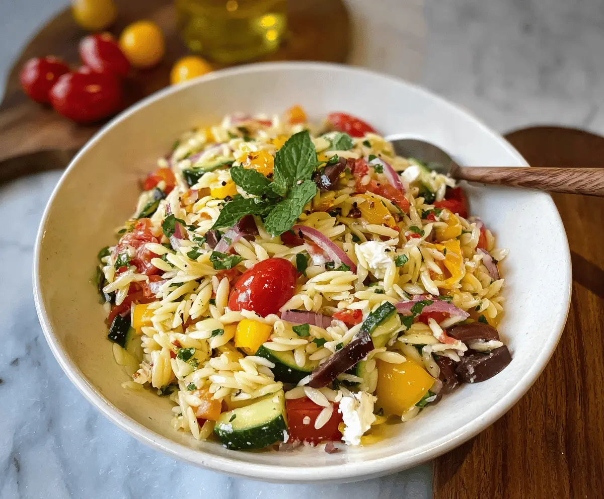 Easy Rainbow Orzo Salad with Fresh Veggies