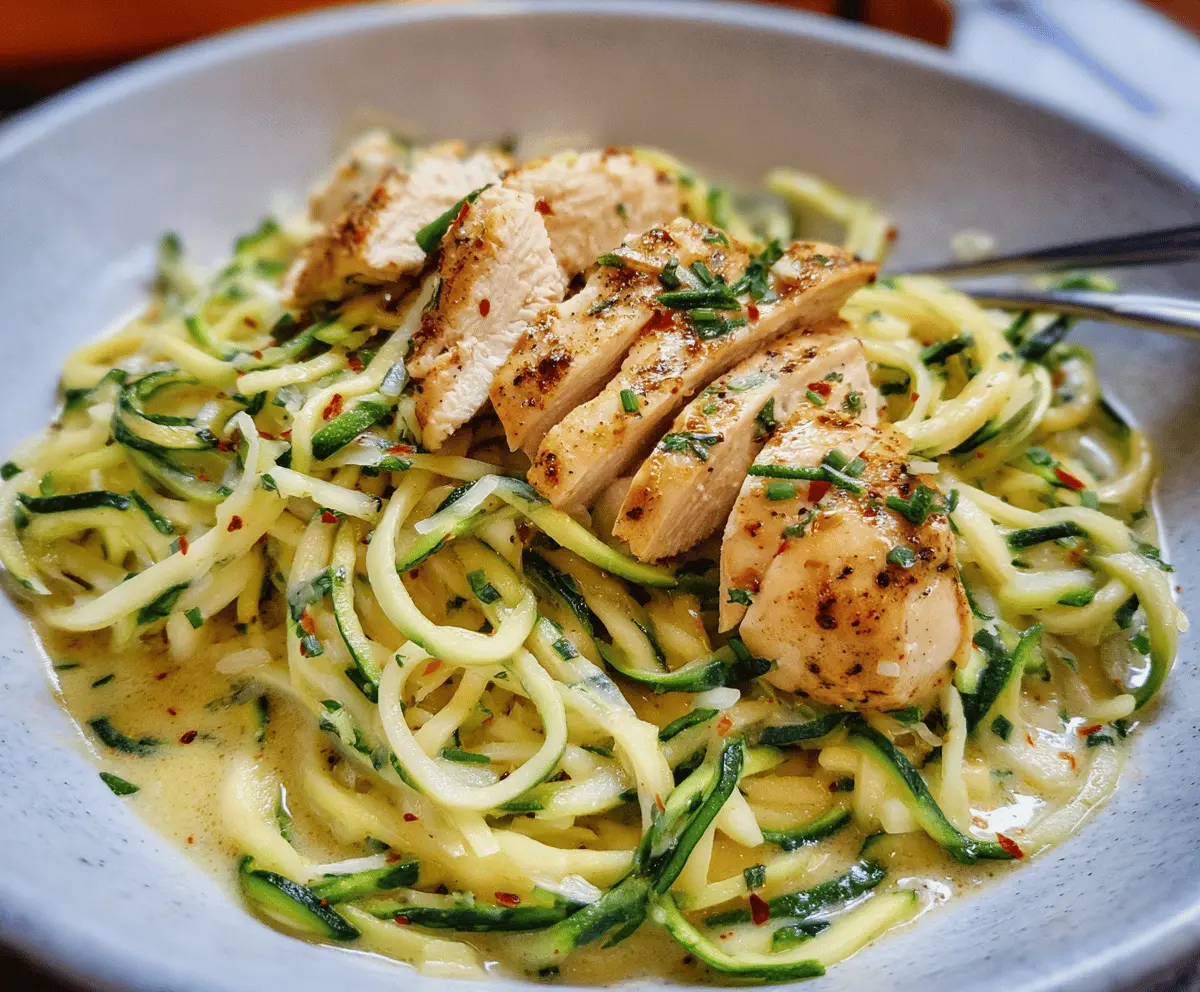 Creamy Zucchini Noodle Chicken Alfredo Recipe