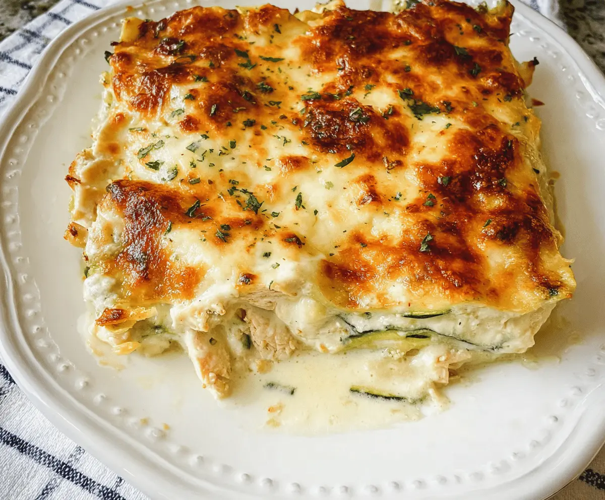 Healthy Chicken Alfredo Zucchini Lasagna Recipe