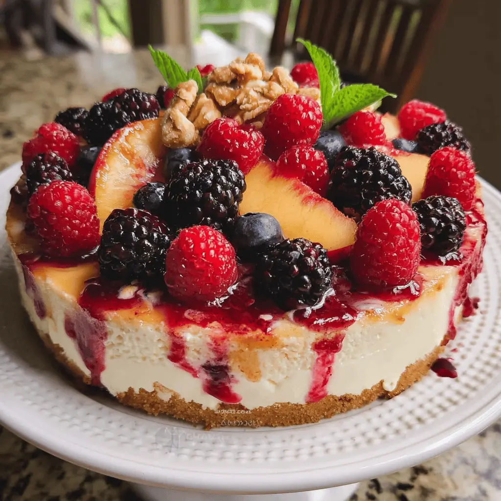 Creamy Summer Berry and Peach Cheesecake Recipe