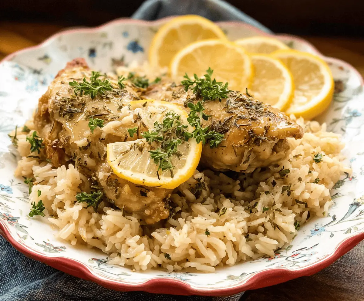 Easy Slow Cooker Lemon Herb Chicken and Rice