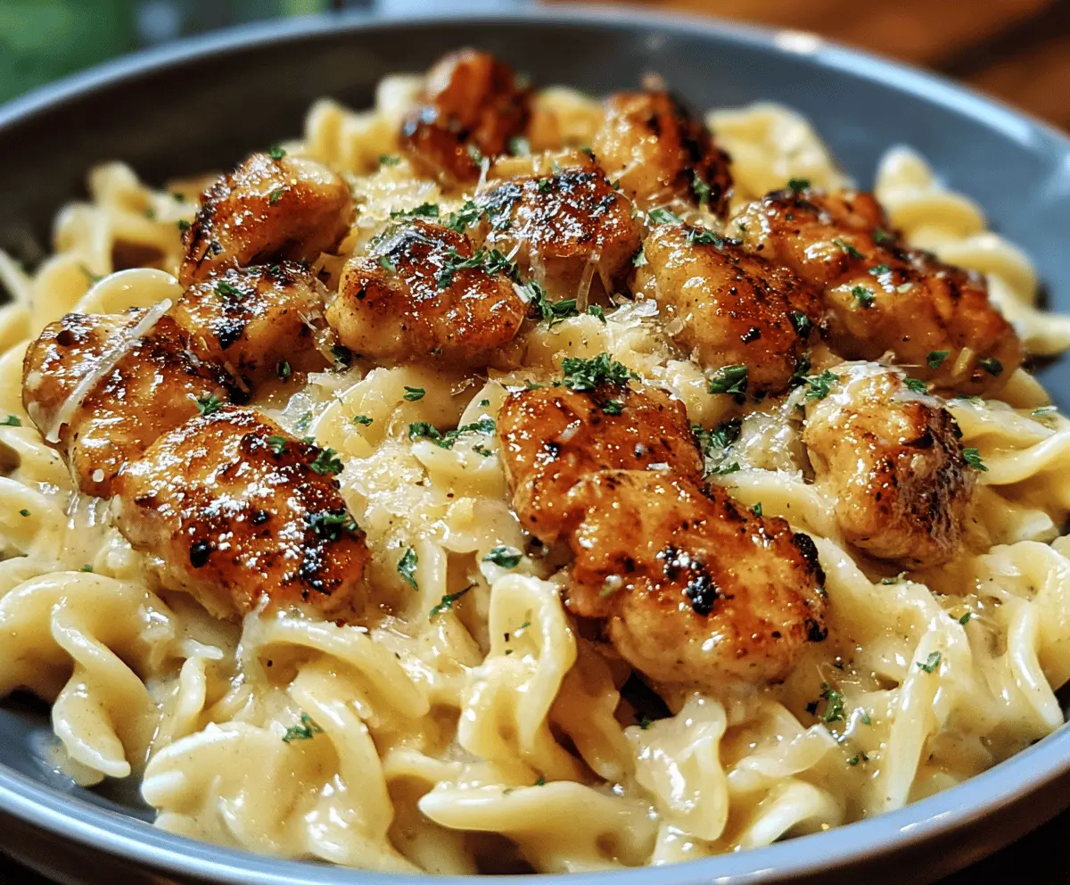 Garlic Butter Chicken Bites with Creamy Parmesan Pasta