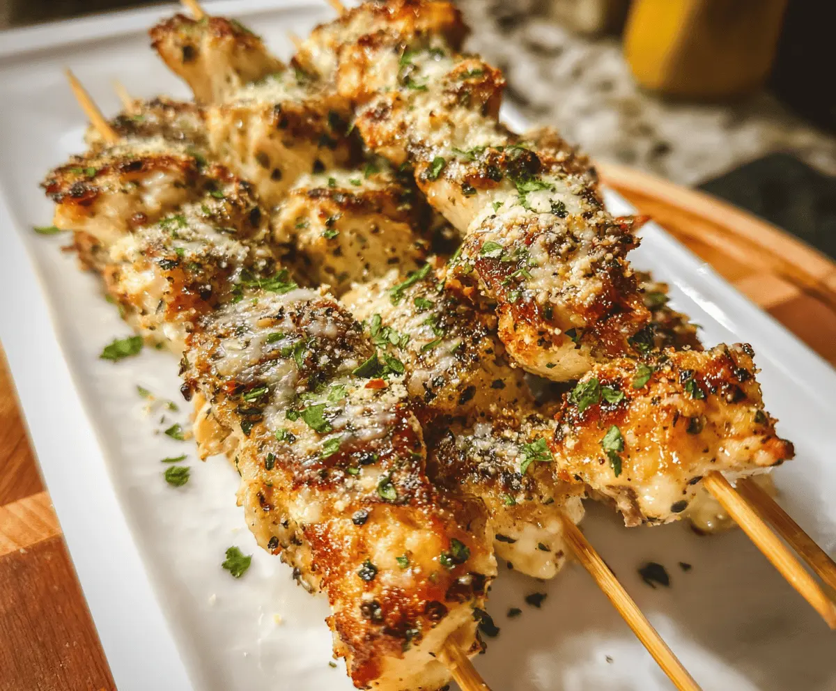 Easy Grilled Ranch Garlic Parmesan Chicken Skewers