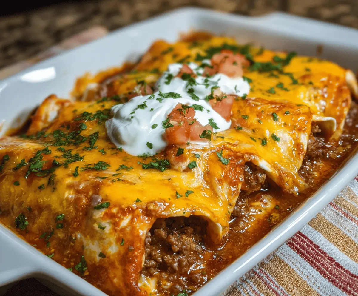 Easy Cheesy Ground Beef Enchiladas Recipe