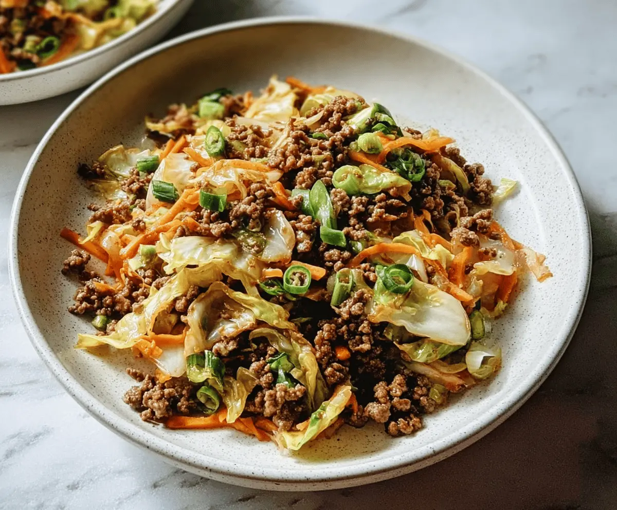 Easy Low-Carb Mongolian Ground Beef with Cabbage