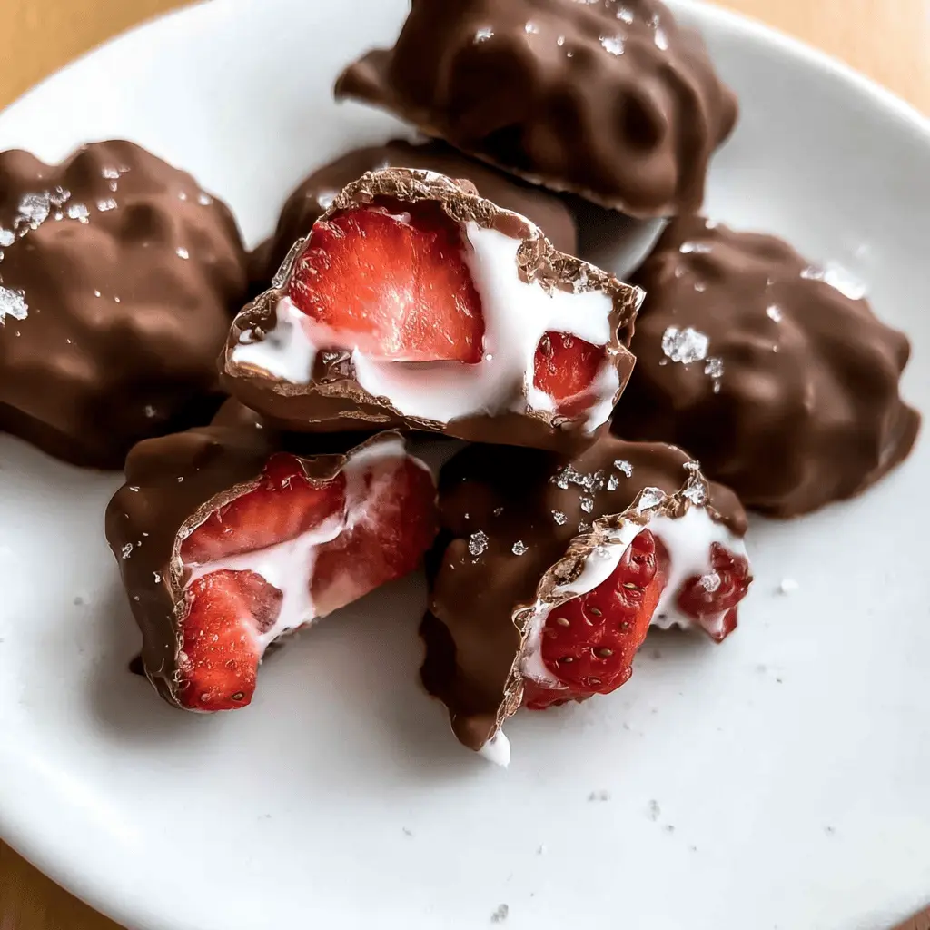 Easy Chocolate Strawberry Frozen Yogurt Bites