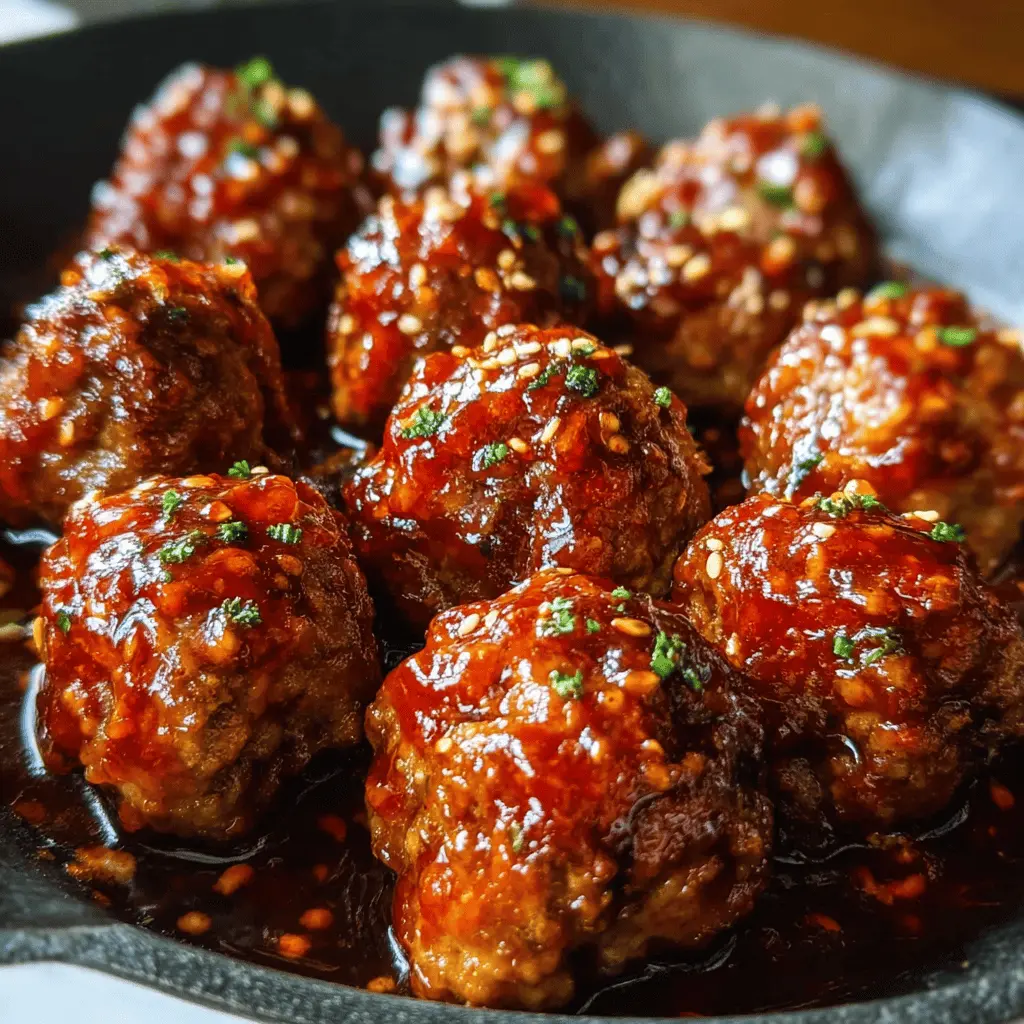 Sticky Korean BBQ Meatballs with Sweet Gochujang Glaze