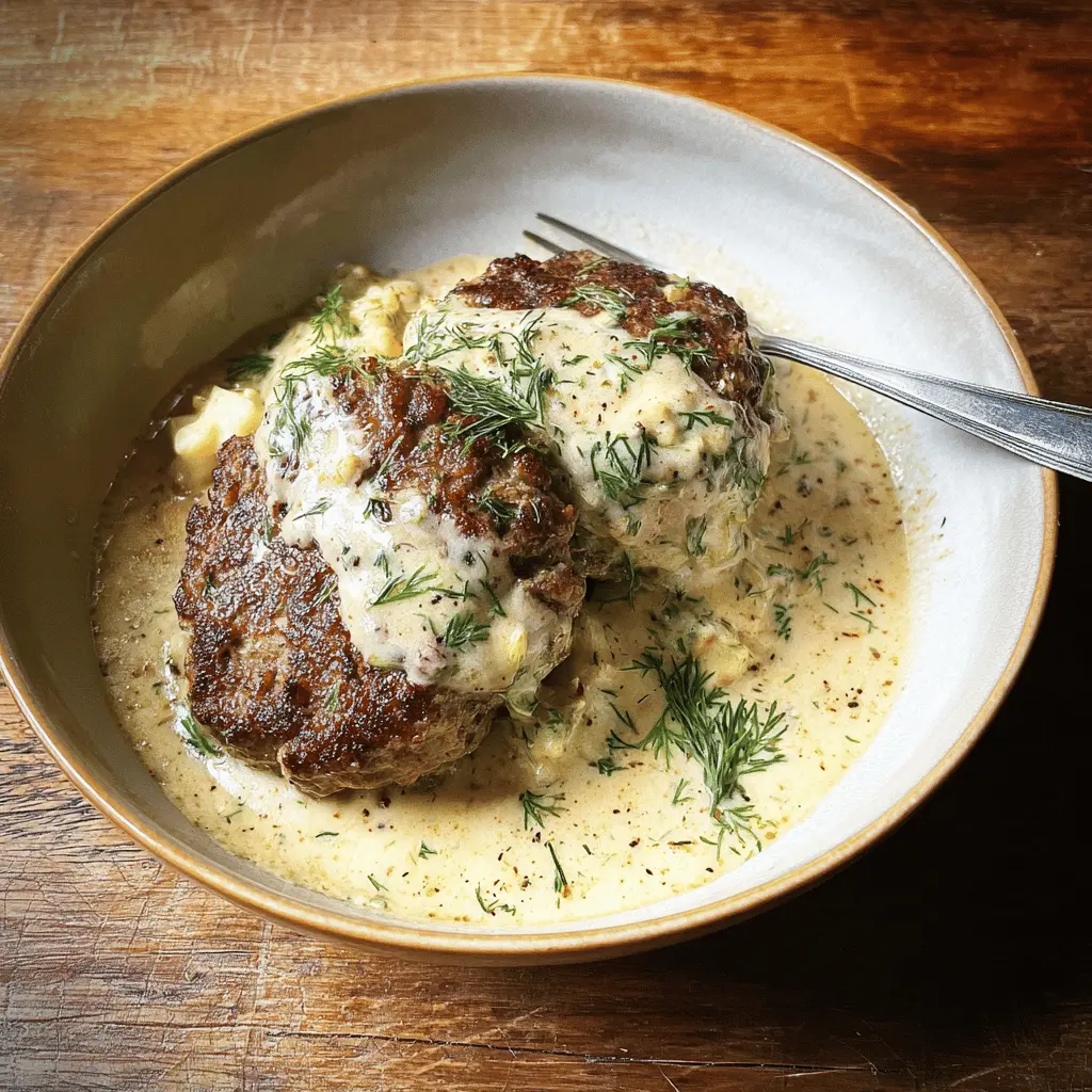 Creamy Dill Hamburger Steaks Recipe