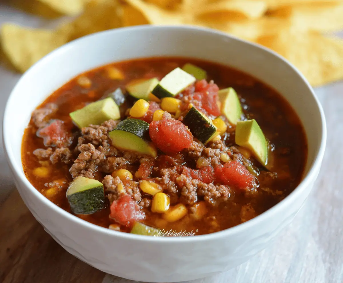 Delicious gluten-free taco soup in a bowl topped with fresh cilantro, shredded cheese, and lime wedges, perfect for a healthy and flavorful meal.