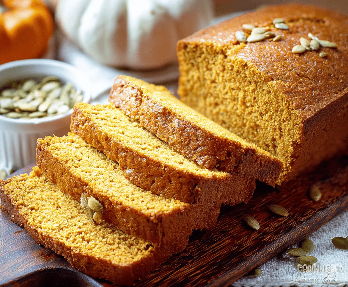 Delicious homemade keto pumpkin bread with a moist texture and warm spices, perfect for low-carb fall desserts