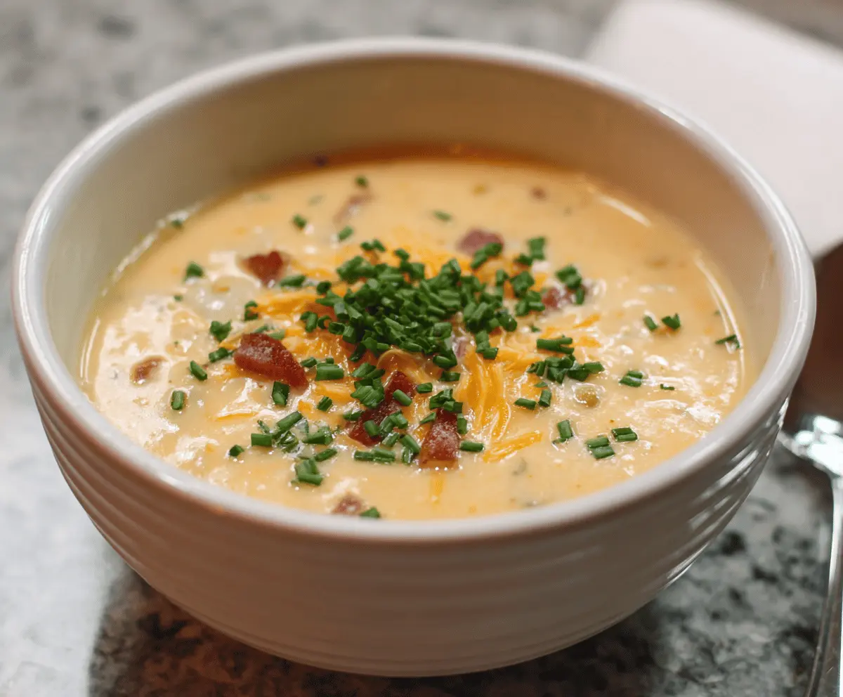 Creamy red potato soup topped with fresh herbs in a rustic bowl, perfect for a comforting meal