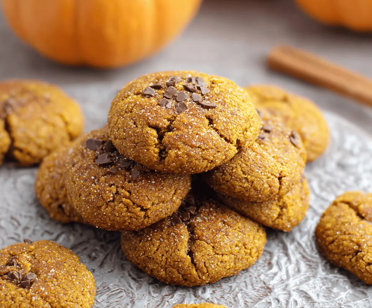 Delicious homemade vegan pumpkin cookies with cinnamon and nutmeg, perfect for fall desserts and allergy-friendly baking
