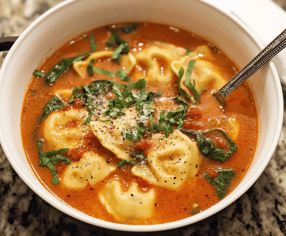 A bowl of warm ravioli soup garnished with fresh herbs and grated cheese, showcasing tender ravioli pasta in a flavorful broth.