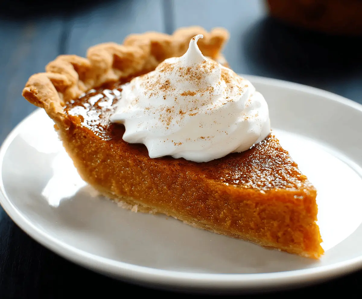 Delicious homemade sweet potato pie topped with whipped cream and cinnamon, ready to serve as a comforting dessert.