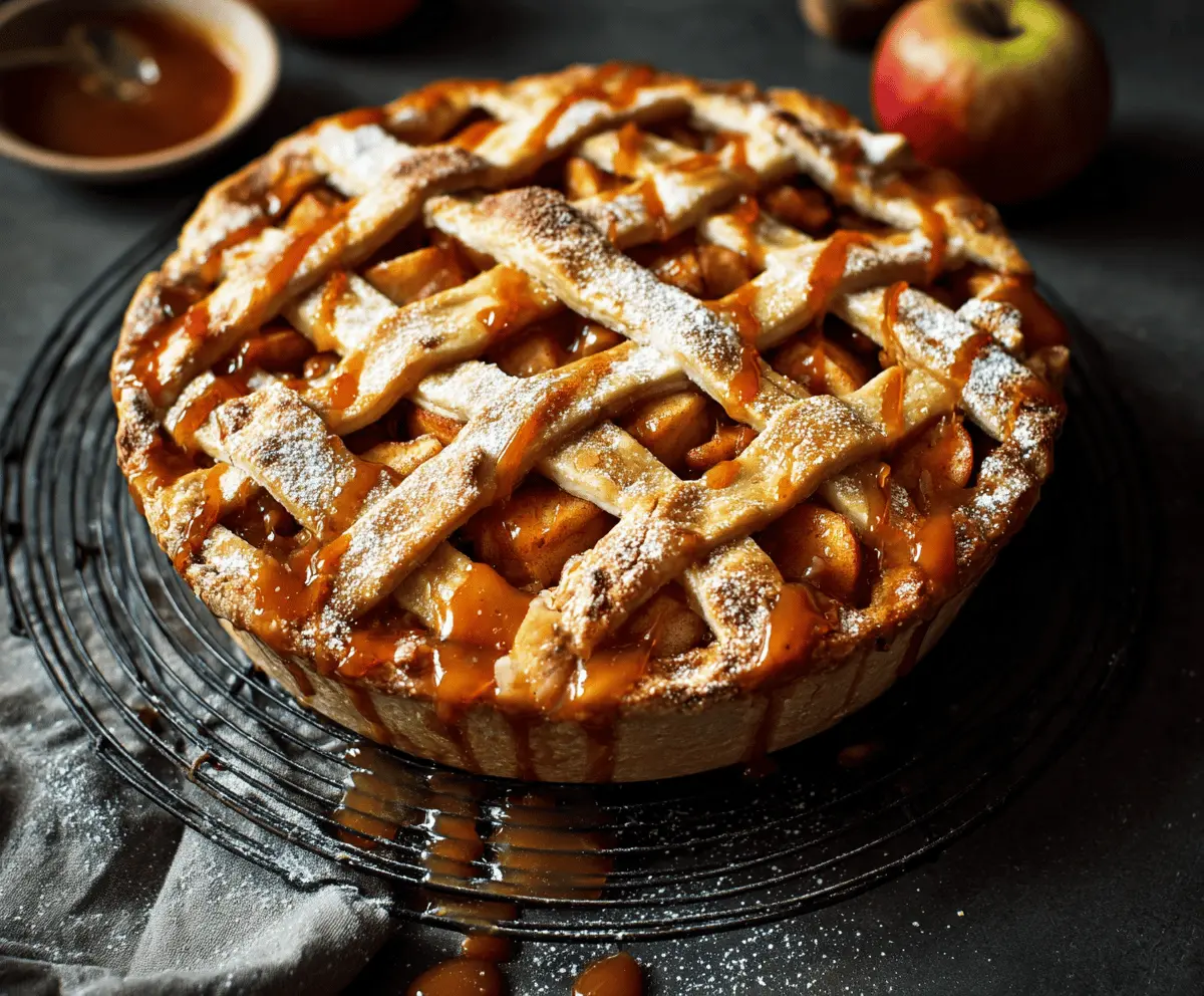 Delicious homemade toffee apple pie with golden crust, caramelized apples, and a sprinkle of toffee pieces, perfect for dessert or special occasions.