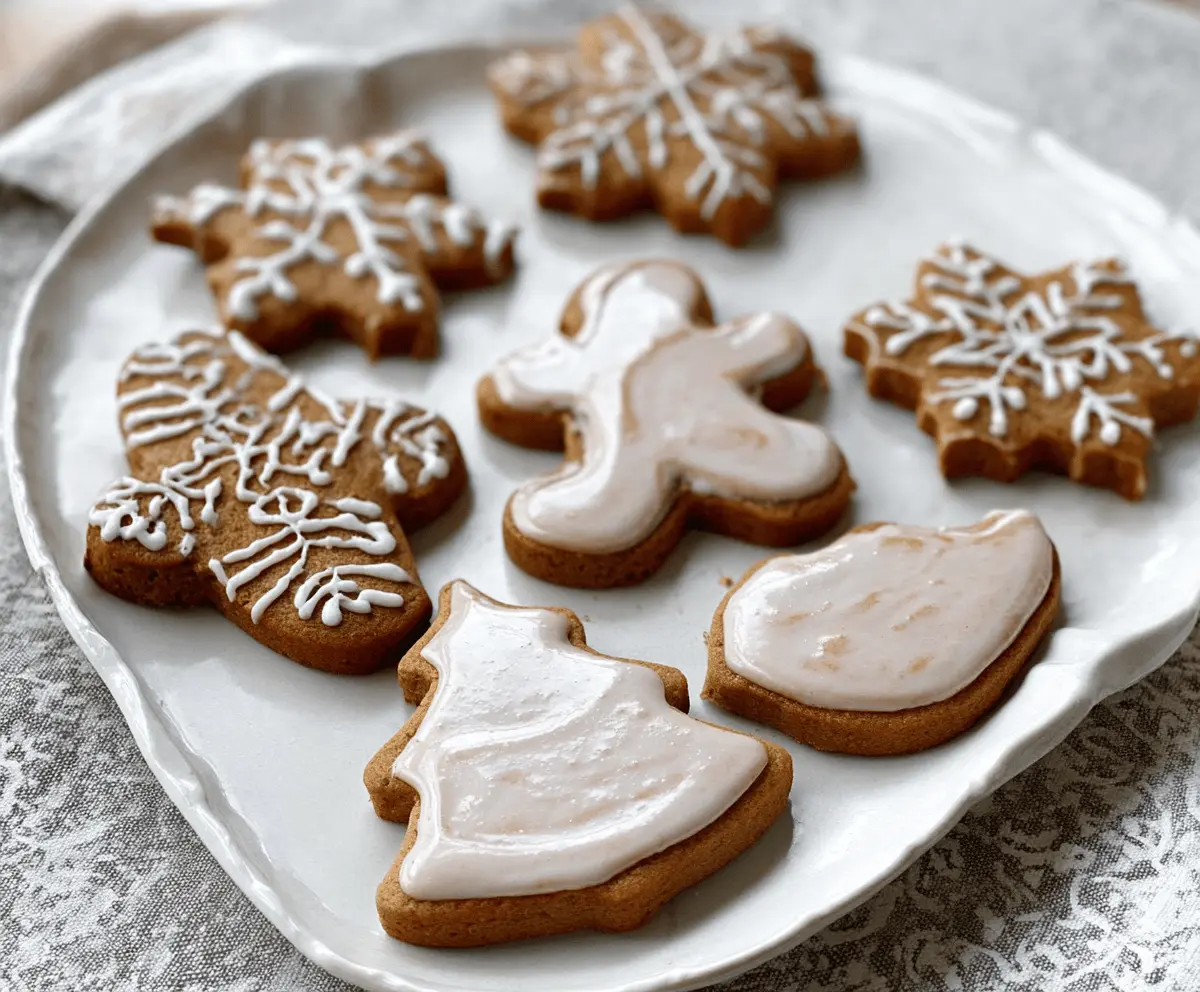 Delicious cinnamon iced gingerbread cookies with festive icing and spiced gingerbread flavor.