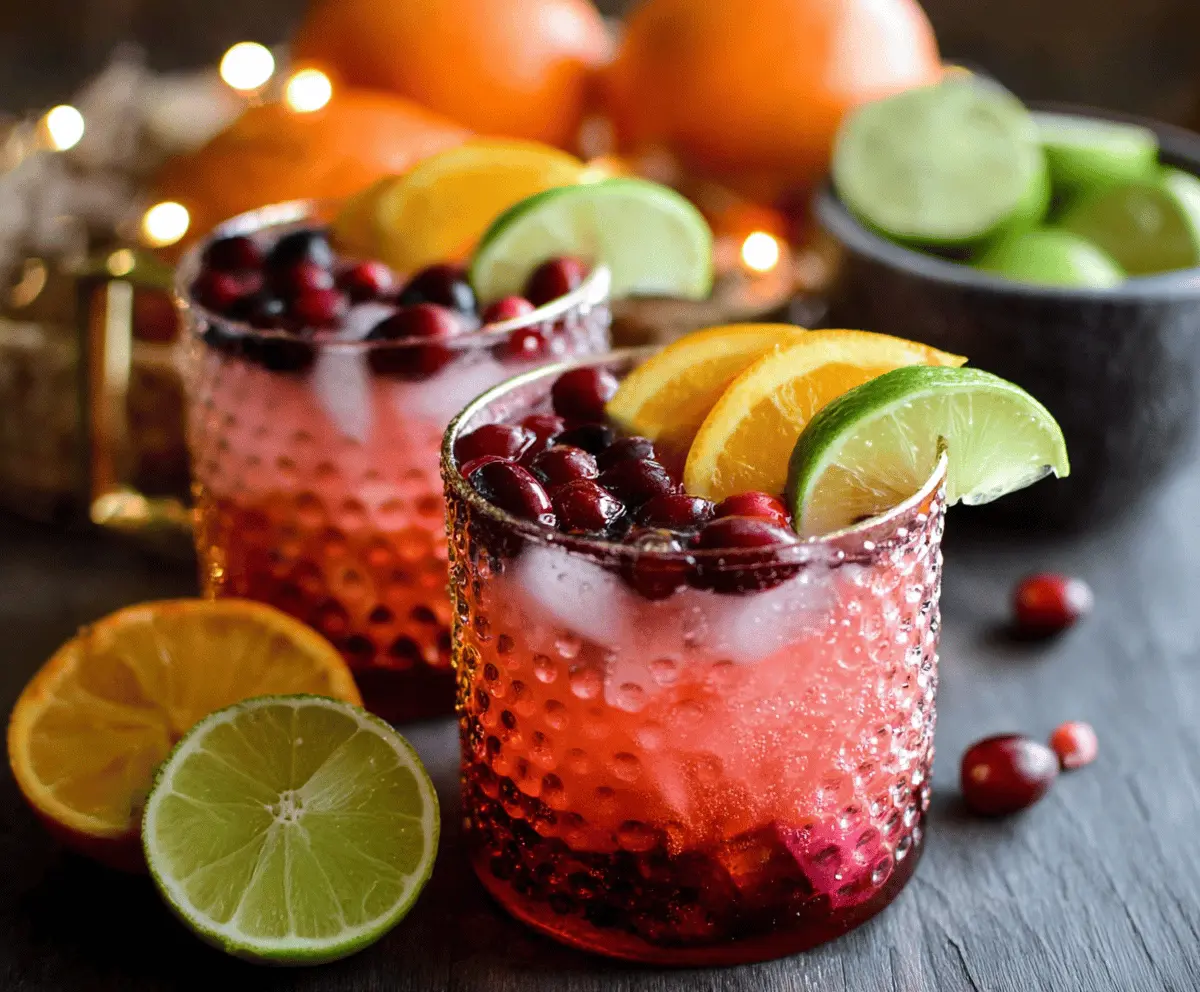 Refreshing Cranberry Orange Moscow Mule in a copper mug with fresh cranberries and orange slices.