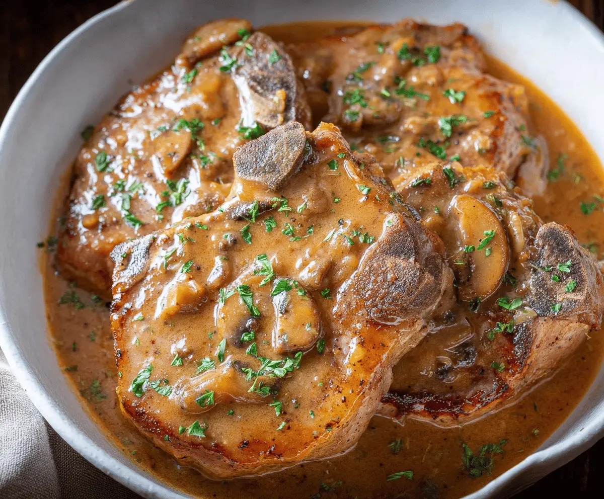 Delicious crockpot pork chops with tender meat and savory herbs in a slow cooker