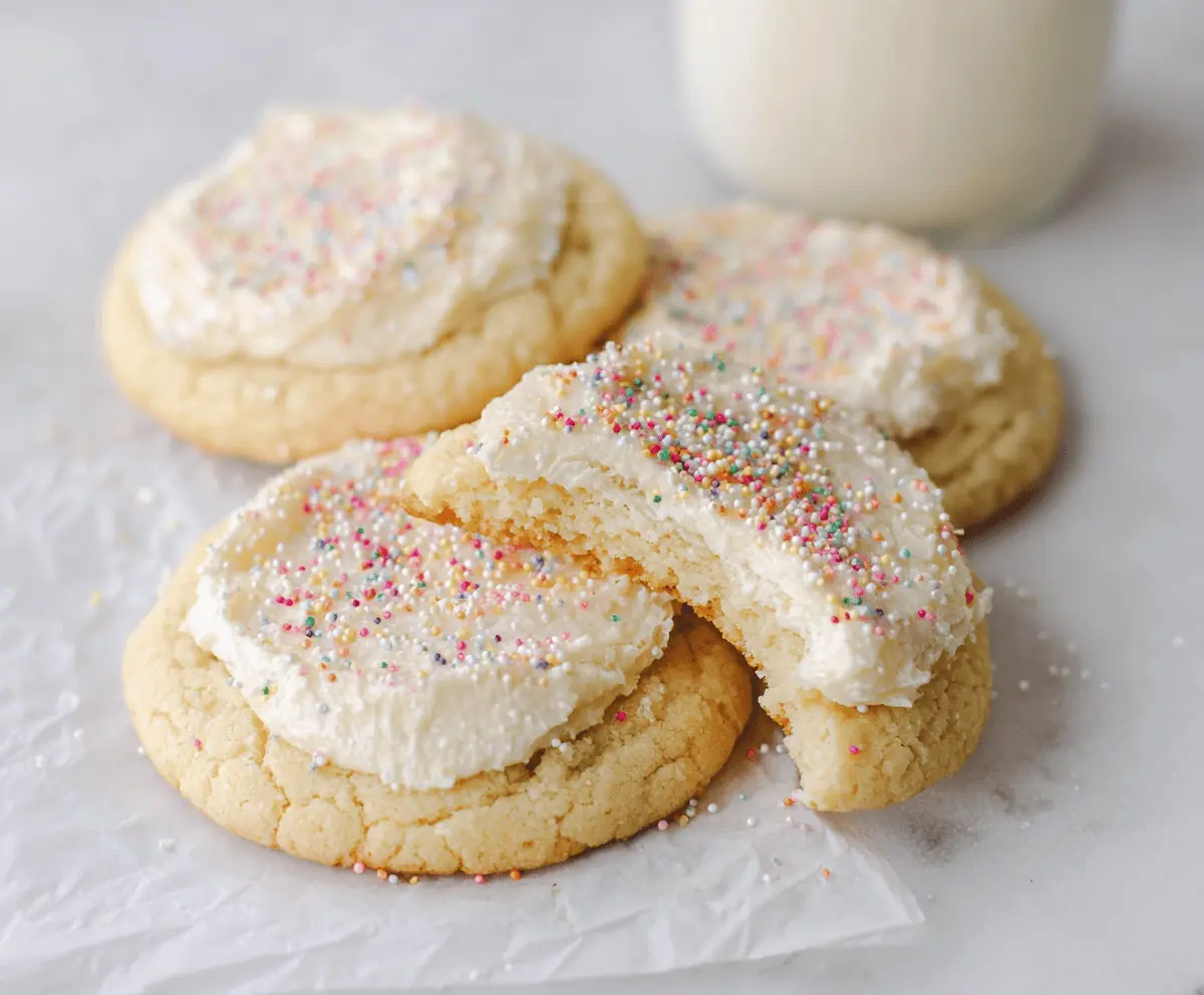 Delicious Crumbl Vanilla Sugar Cookies with a golden-brown exterior and sweet vanilla flavor.